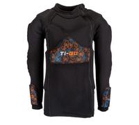 Ti-GO Kids Padded Zip Up Long Sleeve Soft Body Armour - Chest Protector for Mountain Bike - BMX Biking Protective Gear for Neck & Arms - Sports Clothing for Children (Youth Small) Black