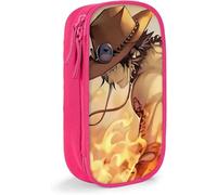 TI One Piece Portgas D Ace Anime Large-Capacity Pencil case, Stationery Bag, Multi-Function Stationery Box, Suitable for Young Men and Women-Pink