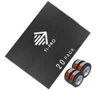 TI-PRO 20 Pack Correx Floor Protection Sheets 2.4m x 1.2m x 2mm + 4 Zulu Black Duct Tape Roll - 50mm x 50m