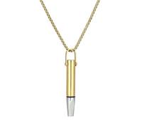 Ti Steel Pendant Necklace, Breathable Whistle Design, Meditation and Stress Relief Jewellery, Polished Finish (golden)