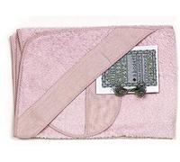 Ti TIN | Baby Bath Cape + Hood + Bib Cross Stitch 100% Cotton with Very Soft Feel | Pink | 100 x 100 cm