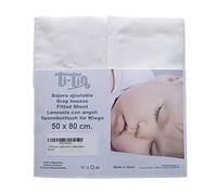 Ti TIN Pack 2 Fitted Sheets for minicot / 100% Cotton/Adjustable with Elastics, 50x80 cm, 2 White Sheets