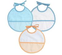 Ti TIN | Pack 3 Cross Stitch Bibs 100% Cotton with very soft touch | Blue colour | Measures 19x19 cm | Cotton terry bibs | Easy to close