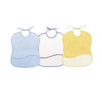 Ti TIN | Pack 3 Cross Stitch Bibs 100% Cotton with very soft touch | Blue colour | Measures 25x30 cm | Cross Stitch Bibs | Closes with ribbons for ease of use