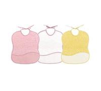 Ti TIN | Pack 3 Cross Stitch Bibs 100% Cotton with very soft touch | Pink colour | Measures: 25x30 cm | Bibs with ribbon fastening | Very easy to use