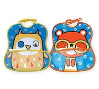 Ti-Tin - Pack of 2 Bibs with Pocket - Closure with Ties - 100% Vinyl - Fun Designs - 25 x 30 cm