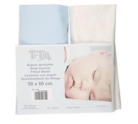 Ti TIN - Pack of 2 Fitted Sheets for Cot or Mini Cot 100% Cotton | Adjustable Fitted Sheets with Elastics, 2 Units, White and Sky Blue