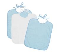 Ti TIN Pack of 3 Baby Bibs, 32 x 36 cm, Cotton Bibs for Babies from 1 Year, Closure with Tie Closure, Colour: White, 2 Blue + 1 Yellow, 33x36 cm (Lot de 3)