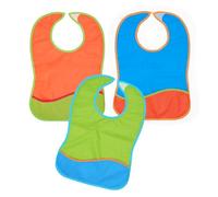 Ti Tin Pack of 4 Waterproof Bibs with Pocket 31 x 42 cm 100% Polyurethane Bibs for Babies Aged 1 Year + Velcro Fastening Plain 320 g/m² Multi-Coloured