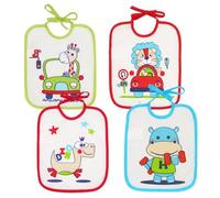 Ti TIN - Pack of 4 Waterproof Printed Bibs - Fun Drawings - 19 x 23 cm