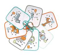 Ti TIN - Pack of 7 Waterproof Baby Bibs 73% Cotton - 27% Polyester Vinyl Lining | Lot of 7 Bibs with Closure with Ribbons for Babies from 6 to 18 Months, 23x27 cm