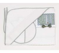 Ti TIN | Pack of Baby Bath Cloak + Hood + Bib Cross Stitch 100% Cotton with Very Soft Feel | White | 100 x 100 cm
