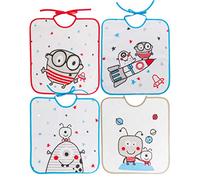 Ti TIN | Set of 3 Cotton Baby Bibs | Waterproof Baby Bibs for Babies from 0 to 12 Months | Plastic Back | Soft Colors | 32x36 cm | 90% Cotton - 10% Polyester | Space Cartoons