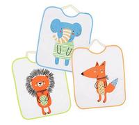 Ti TIN - Set of 3 - Waterproof Terry Baby Bibs, 32x36cm | bib for Babies and Toddlers from 1 Year with Elastic Fastener (Rubber Band), Microfiber, Breathable, Easy to Clean, Different Prints