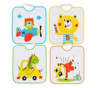 Ti TIN - Set of 4 Waterproof Terry Baby bibss, 32x36cm | bib for Babies and Toddlers from 1 Year with Elastic Fastener (Rubber Band), Cotton, Breathable, Easy to Clean, Multicoloured Animals