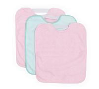 Ti TIN | Waterproof Baby Bibs | Set of 3 Over The Head Bibs | Pullover Bibs for Toddlers from 1 Year | Terry Cotton | Breathable | 32x36 cm | Color: Pink and Turquoise