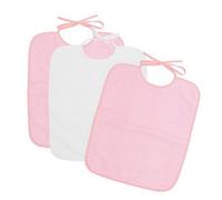 Ti TIN Waterproof Bib 33 x 36 cm 90% Cotton 10% Polyester Bib for Babies from 1 Year Old with Buckle Fastening Tie No Plastic Plain (White and Pink) - 320gsm, pink, 33x36cm