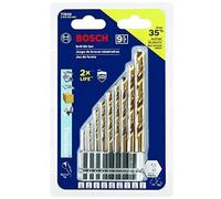 BOSCH TI9IM 9-Piece Assorted Set Titanium Nitride Coated Metal Drill Bits with Included Case Impact Tough with Impact-Rated Hex Shank Ideal for Heavy-Gauge Carbon Steels, Light Gauge Metal, Hardwood