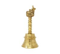 Tia Crafts Nandi Design Large Brass Pooja Hand Bell for Pooja, Large Traditional Ghanti for Pooja Aarti, Brass Bell for Pooja (Nandi Design (Large Bell - 5.5 Inch))