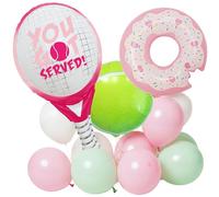 TiAaihion Sweet Tennis Donut Birthday Party Decorations Kit | Pink Green You Got Served Foil Balloons | Game Set Match Theme Party Supplies for Girls Kids