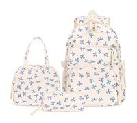 TIAASTAP Aesthetic School Bag for Girls Cute Backpack Sets Preppy School Backpack Kawaii Girls Rucksack for Teenage Secondary Primary Middle School (A02 Bow Blue)