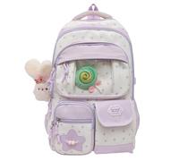 TIAASTAP Kawaii Ita Backpack Cute School Bag Girls - Aesthetic School Backpack Preppy Japanese Schoolbag with Star Print for Teenage Secondary Primary Middle (Purple)