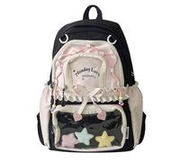TIAASTAP Kawaii School Backpack Cute School Bag - Preppy Ita Backpack Aesthetic Japanese Schoolbag for Girls Kids Boys Teenage (Black)