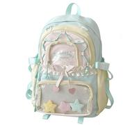 TIAASTAP Kawaii School Backpack Cute School Bag - Preppy Ita Backpack Aesthetic Japanese Schoolbag for Girls Kids Boys Teenage (Green)