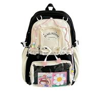 TIAASTAP Kawaii School Backpack Cute School Bag - Preppy Ita Backpack Aesthetic Japanese Schoolbag for Girls Kids Boys Teenage (Black)