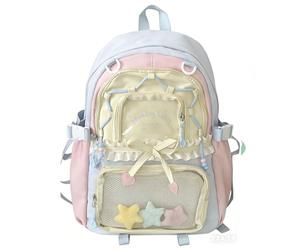 TIAASTAP Kawaii School Backpack Cute School Bag - Preppy Ita Backpack Aesthetic Japanese Schoolbag for Girls Kids Boys Teenage (Blue)