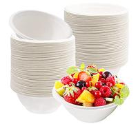 Tiaiidi 100 Pack 8 oz Disposable Paper Bowls,Compostable Bagasse Bowls,Small Biodegradable Heavy-Duty Bowls for Hot and Cold Food
