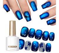Tiajingzi Blue Glitter Nail Polish - 10ML Glitter Quick-Dry Shine Coating - Blue Fingernail Polish - for Women Teen Family Lady Girlfriend Beginner Manicure Party Travel Event