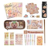 Tiajingzi Capybara Pencil Case | Pens Ruler Cute Notebook, Capybara Item Cute Stationery Set | For Children Teenagers Girls School Home Office Study Work Christmas Birthday, a, see description, See