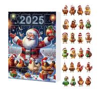 Tiajingzi Chickens Christmas Baubles | 2D Acrylic Chicken Pendant for Interior Mirror | 24 Days Countdown Calendar 2025 Animal Charm Decoration for Home Car Interior Mirror Door Wall Christmas Tree