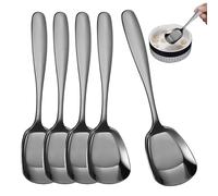 Tiajingzi Square Head Stainless Steel Spoons Serving,Dinner Spoons - Thick Sugar Spoon Soup Table Buffet Serving Spoon for Gatherings