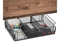 Tiajingzi Under Desk Drawer - Under Table Pen Storage Tray - Metal Divided Tray Basket for Pens Supplies Cabinet Organization Adults Kids