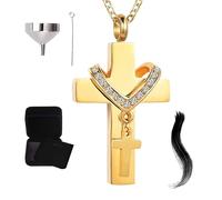 Tiajingzi Urn Necklaces for Ashes | Portable Ashes Pendant | Creative Cross Urn Pendant Necklace with Compartment for Remembrance, Cremation, Home Display, Funeral