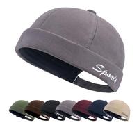 Tiakay Docker Cap Men's Beanie Hat - Brimless Sailor Style Skull Cap for Everyday Casual & Outdoor Wear, Adjustable Fisherman Hat for Hip Hop, Biking, Summer Activities (Gray)