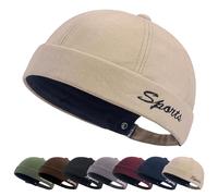 Tiakay Docker Cap Men's Beanie Hat - Brimless Sailor Style Skull Cap for Everyday Casual & Outdoor Wear, Adjustable Fisherman Hat for Hip Hop, Biking, Summer Activities (Dark Beige)