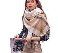 Tiakay Ladies Long Soft Warm Scarves Extra Large Winter Shawl Wrap Thick Warm Cashmere Feel with Tassels Tartan Check Pattern Ideal for Wedding Guest Evening Dress Christmas Gift