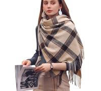 Tiakay Ladies Long Soft Warm Scarves Extra Large Winter Shawl Wrap Thick Warm Cashmere Feel with Tassels Tartan Check Pattern Ideal for Wedding Guest Evening Dress Christmas Gift