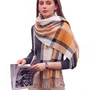 Tiakay Ladies Long Soft Warm Scarves Extra Large Winter Shawl Wrap Thick Warm Cashmere Feel with Tassels Tartan Check Pattern Ideal for Wedding Guest Evening Dress Christmas Gift