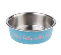 TIAKI "Better With A Cat" Stainless Steel Bowl - 450ml (14cm diameter)