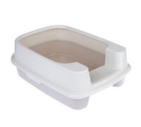 TIAKI Toyger Rounded Cat Litter Tray - Cream / Light Grey