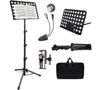 Tialero 70" Sheet Music Stand with Light & Phone Holder, Portable Music Stand for Sheet Music High Stability, Height Adjustable Music Sheet Stand with Carrying Bag, Music Book Holder（33-70inch