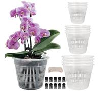 Tialero Orchid Pot, 12 Pack Orchid Pots with Holes, 4 Each of 4.5", 5.5", 6.3", Clear Orchid Pots for Repotting, Breathable Slotted Orchids Planter