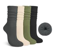Tialfas 4 Pairs Slouch Socks Women, Slouchy Sock Crew, Cotton Scrunch Winter Warm Thick Fall Gifts, Aesthetic Knit Breathable Soft Ladies, Thermal Cosy Knitting Womens