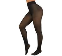 Tialfas Fleece Lined Tights Women, Thermal Warm Tight That Look Sheer Fake Translucent Pantyhose Stretch Thick Leggings High Waisted Cozy Fleece-Lined Stocking for Winter
