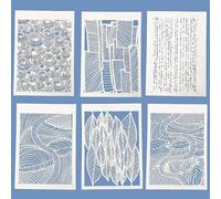 TIAMECH 6 Pieces Abstract Geometry Texture Stencils for Painting Reusable Hollow Leaves Lines Layering Stencil DIY Scrapbook Coloring Decorative A4 Size Templates