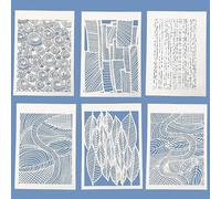TIAMECH 6 Pieces Abstract Geometry Texture Stencils for Painting Reusable Hollow Leaves Lines Layering Stencil DIY Scrapbook Coloring Decorative A4 Size Templates